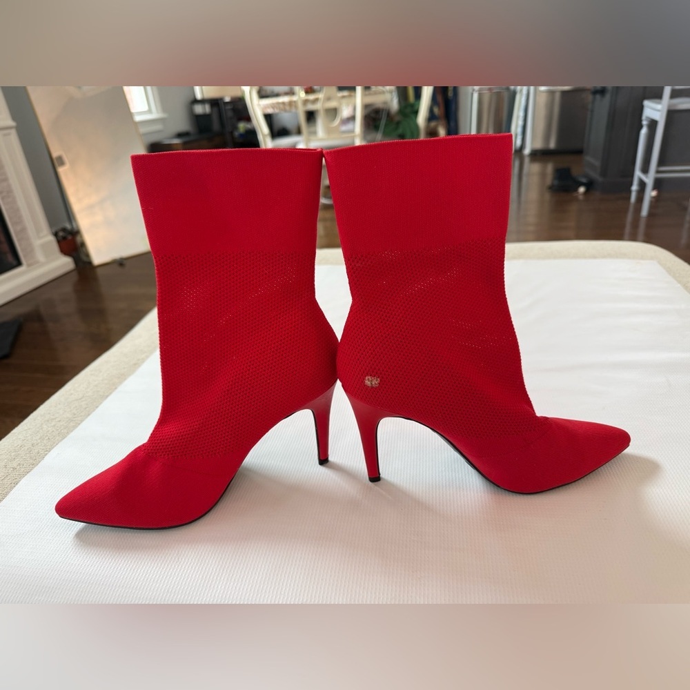 Elegant Red Cloth Mesh Women's Boots 8.5